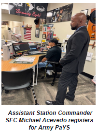 SFC Michael Acevedo registers for PaYS with Frank assisting
