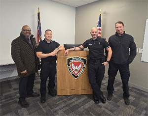 Samuel Armstrong, Pete Smith, Ryan Harris, and Adam Hansrote, Recruiting Division, Durham Police Department Samuel Armstrong, Pete Smith, Ryan Harris, and Adam Hansrote, Recruiting Division, Durham Police Department