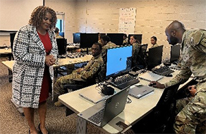 Army PaYS Marketer Crancena Ross works with AIT students at Fort Gregg-Adams Army PaYS Marketer Crancena Ross works with AIT students at Fort Gregg-Adams