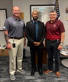 Marketing Analyst Frank McNeil meets Mr. Jon Moeller and Mr. Juan G. Ayala with the City of San Antonio Military & Veterans Affairs Division Marketing Analyst Frank McNeil meets Mr. Jon Moeller and Mr. Juan G. Ayala with the City of San Antonio Military & Veterans Affairs Division